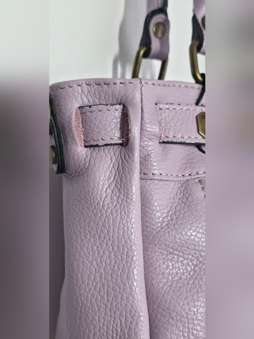 Genuine Leather Stylish Lilac Satchel Handbag - Picture 7 of 12